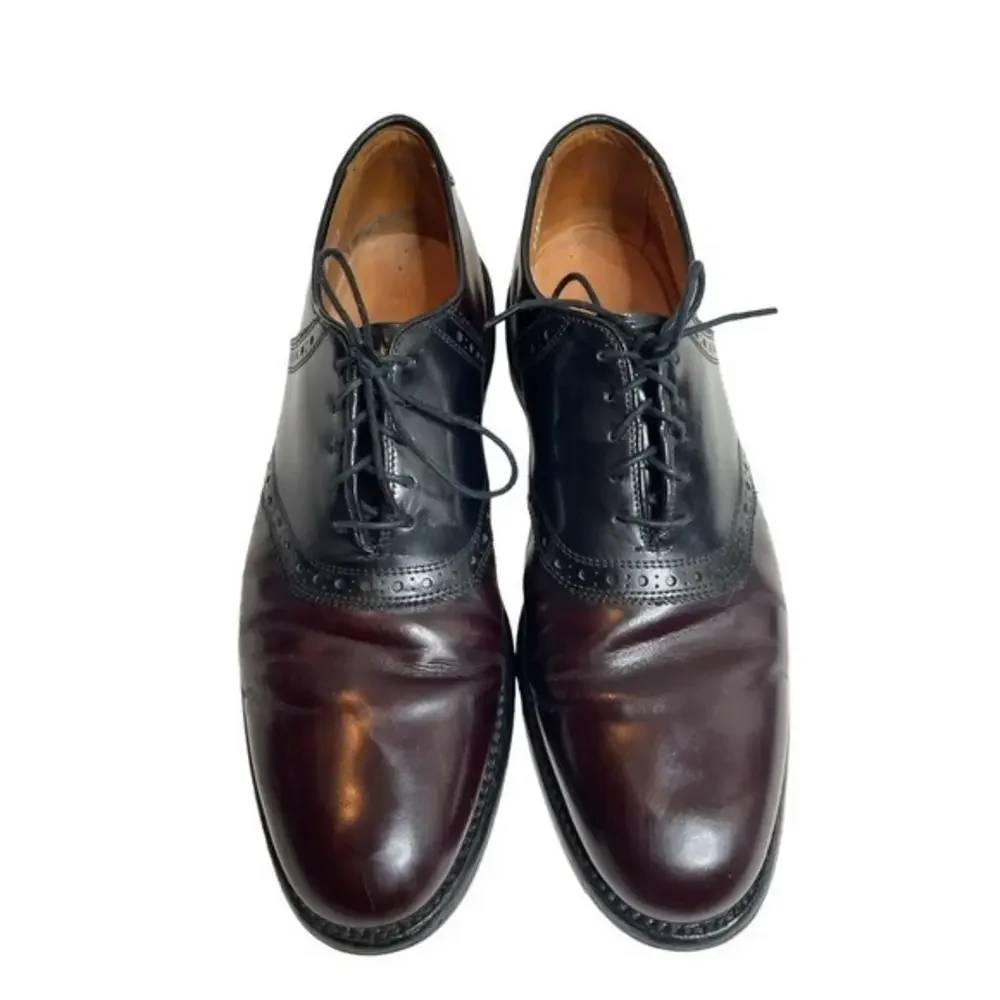 Allen Edmonds Shelton 8271 Burgundy Two Tone Saddle‎ Oxford Dress Shoe 9.5 B
